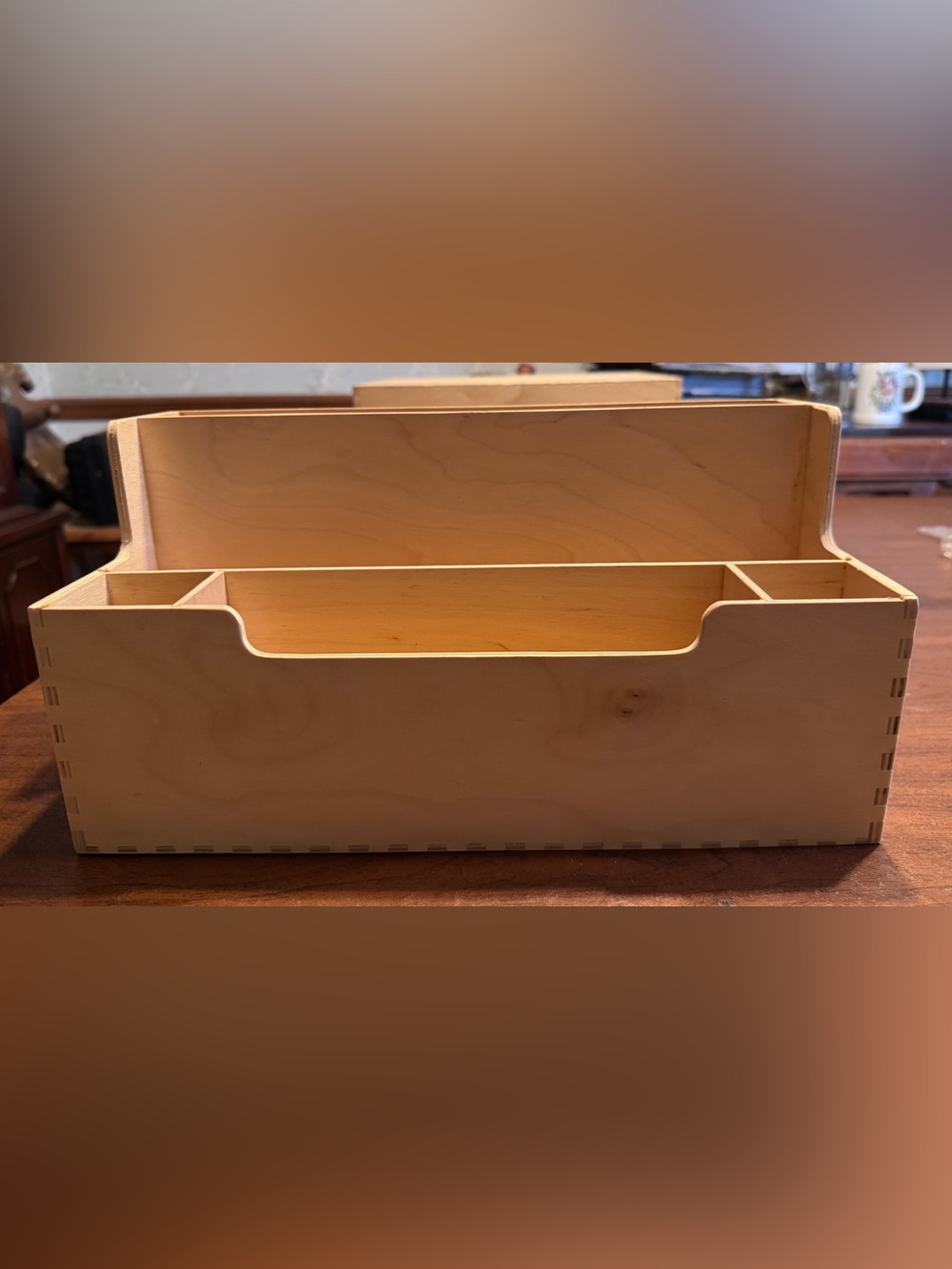 Natural Wood Desk Organizer Caddy - Multi-Compartment Storage